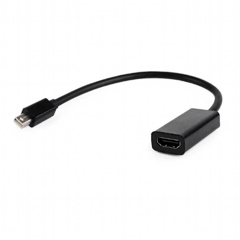 Cabo adaptador preto com Mini DisplayPort macho e HDMI fêmea