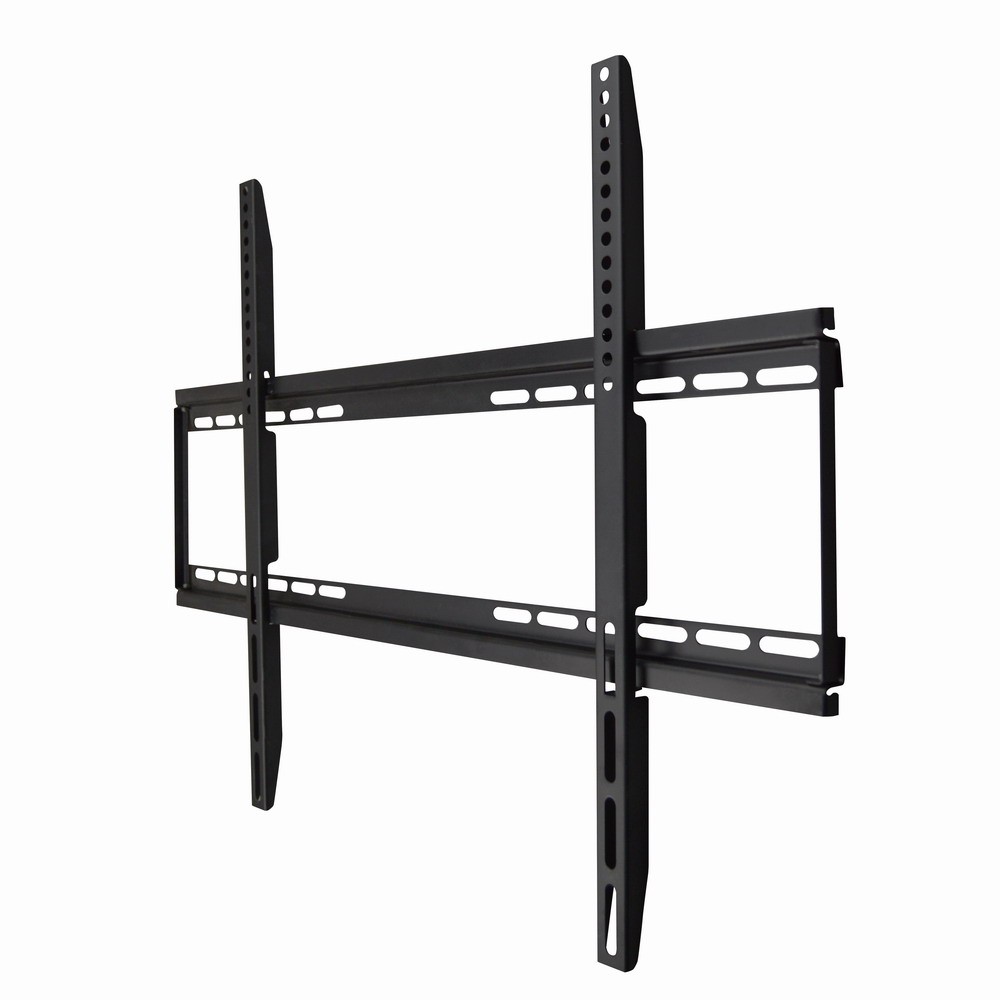 Suporte de parede para TV preto em metal com barras perfuradas