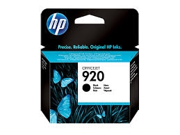 Cartucho de tinta preto HP 920 para impressora em embalagem azul e preta