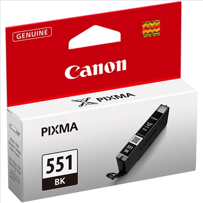 Embalagem de tinta para impressora Canon PIXMA 551 BK preta