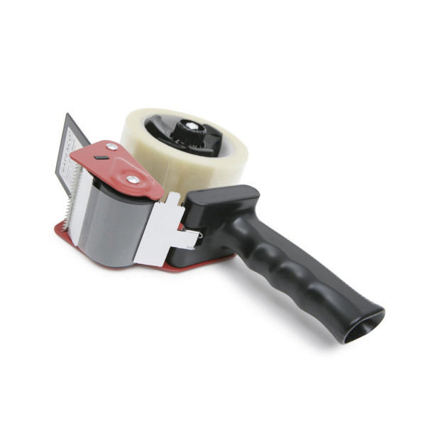 Aplicador de fita adesiva com pega preta e base vermelha