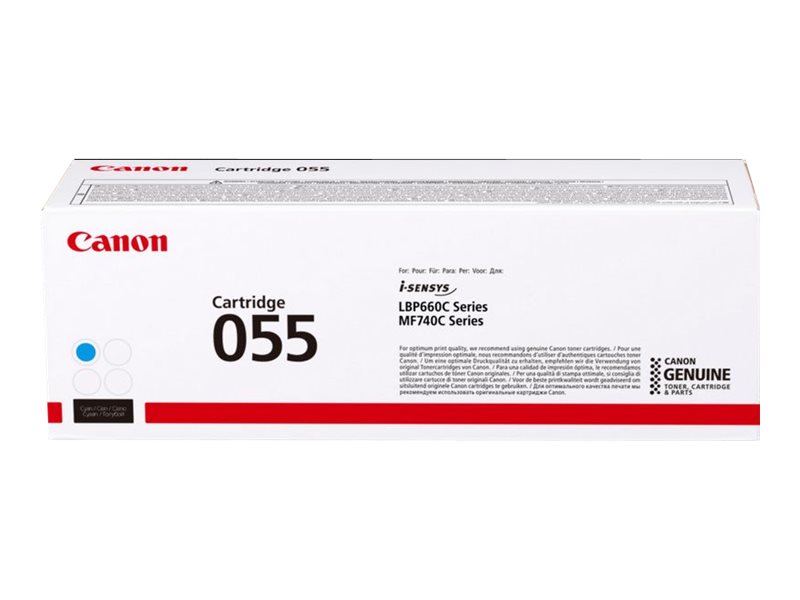 Embalagem branca de toner Canon Cartridge 055 para impressoras i-SENSYS LBP660C e MF740C.