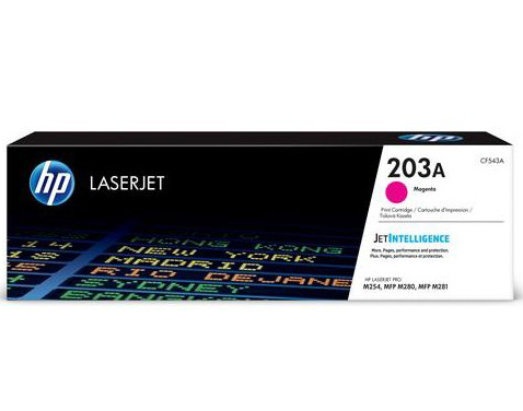 Embalagem de toner HP LaserJet CF543A magenta para impressoras específicas