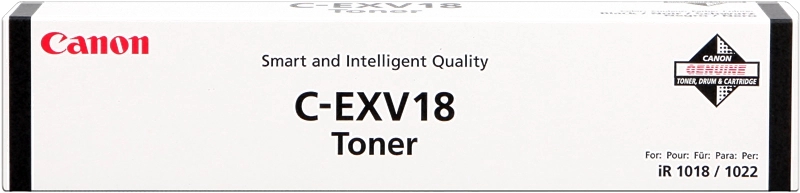 Caixa branca de toner Canon C-EXV18 com texto preto e vermelho