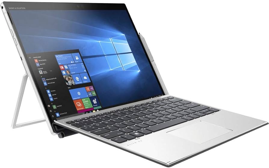 Computador portátil destacável prateado com teclado preto e ecrã tátil
