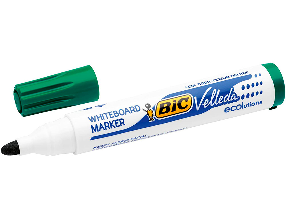 Marcador de quadro branco BIC Velleda com tampa verde e ponta preta
