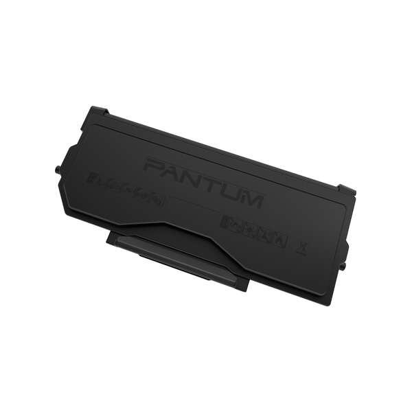 Cartucho de toner preto Pantum em plástico preto com texto em relevo
