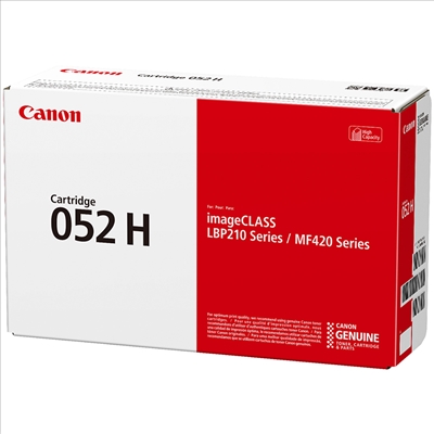 Embalagem de toner Canon Cartridge 052 H em branco e vermelho para imageCLASS LBP210 MF420.