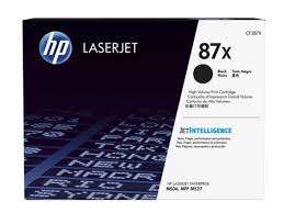 Embalagem de toner HP LaserJet 87X preta com texto e logo visíveis