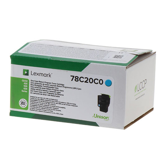Caixa de cartucho de toner Lexmark 78C20C0 cor ciano