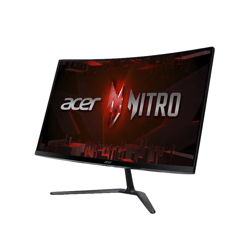 Monitor curvo Acer Nitro preto com pedestal metálico