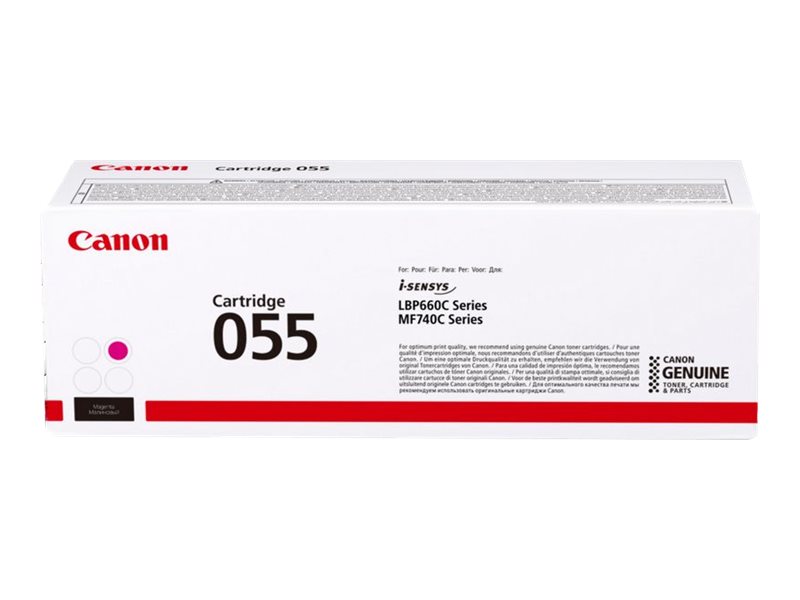 Caixa branca de cartridge para impressora Canon Cartridge 055 com logótipo Canon e texto em inglês