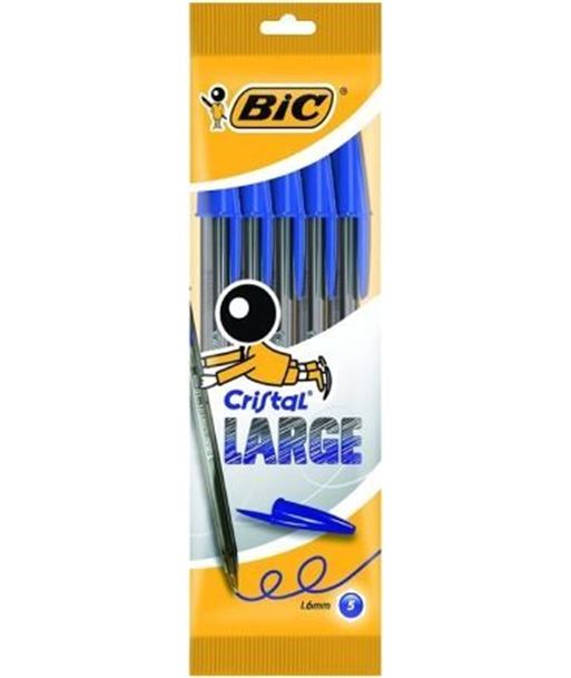Pacote de 5 esferográficas BIC Cristal Large com tampa azul