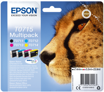 Embalação de multipack de tinteiros Epson com imagem de guepardo