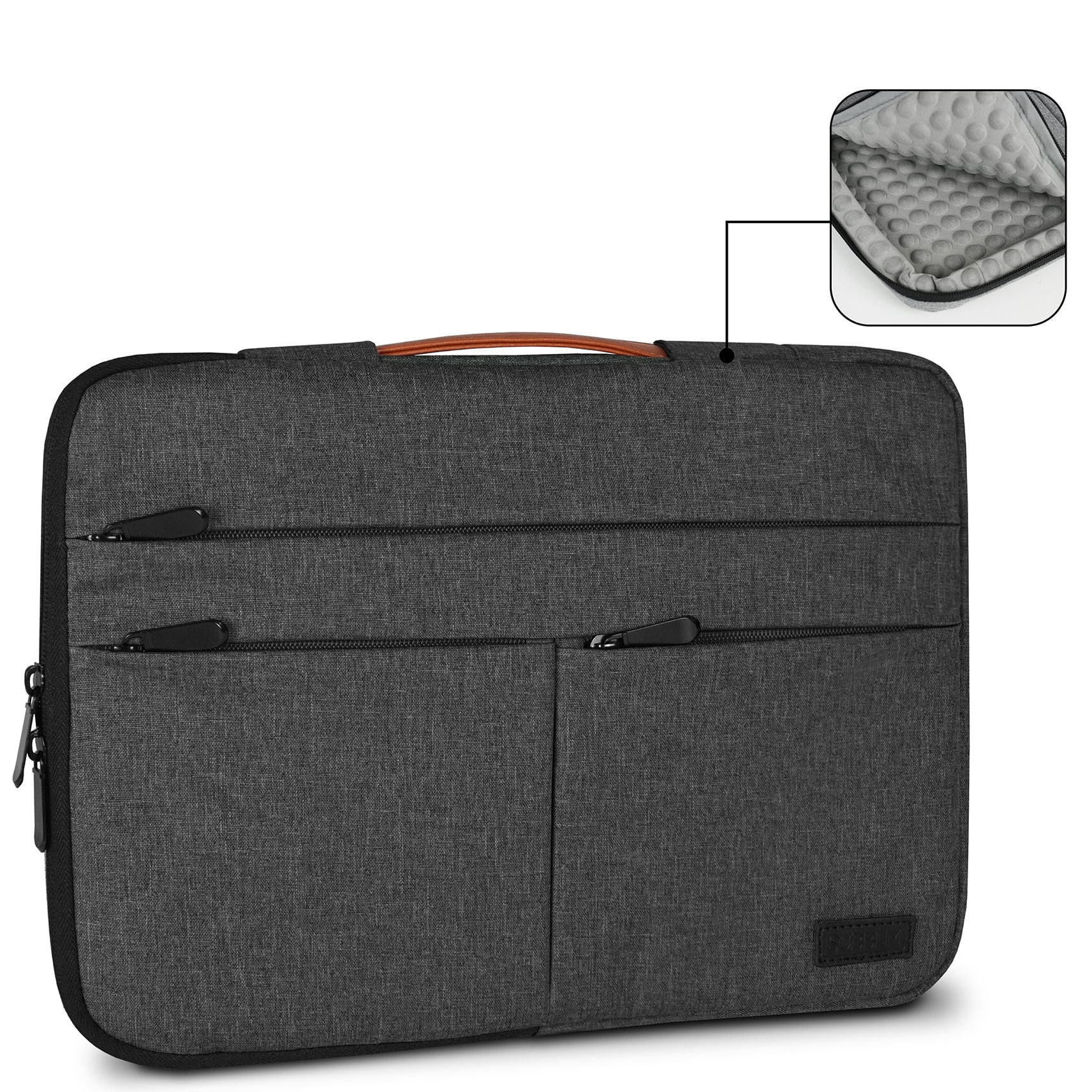 Mala cinzenta para portátil com bolsos e interior acolchoado