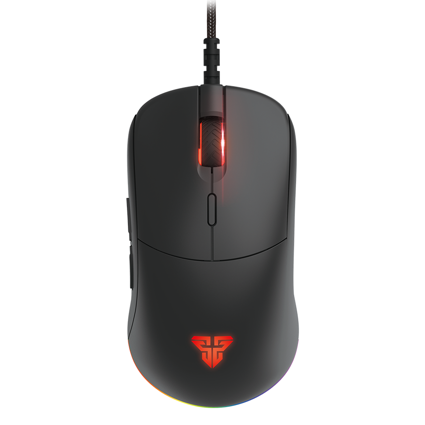 Rato gaming preto iluminado com LED vermelho