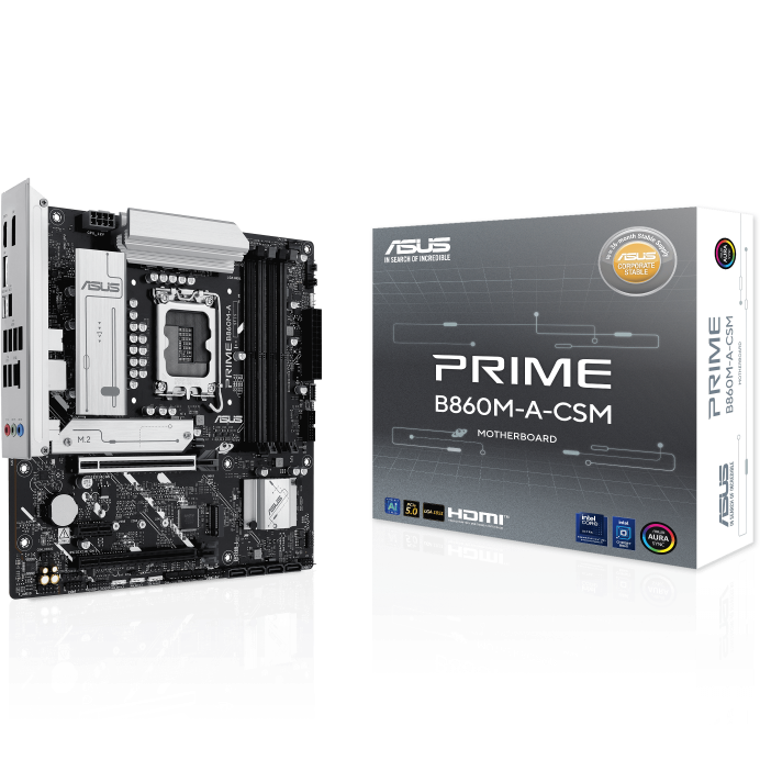 Placa-mãe ASUS PRIME B860M-A-CSM e embalagem cinza