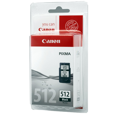 Cartucho tinta preto Canon PIXMA 512 em embalagem