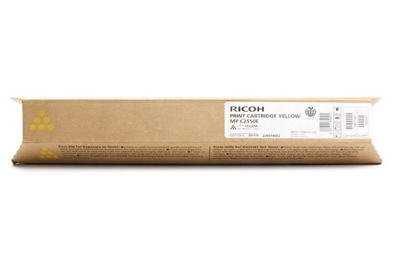 Embalagem de cartucho de impressão amarelo Ricoh MP C2550E