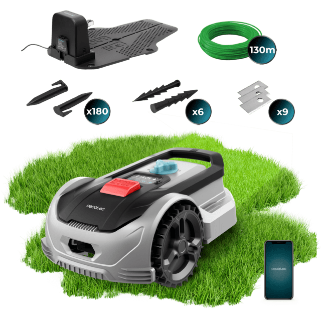 Robô cortador de relva Cecotec com acessórios e controle por app