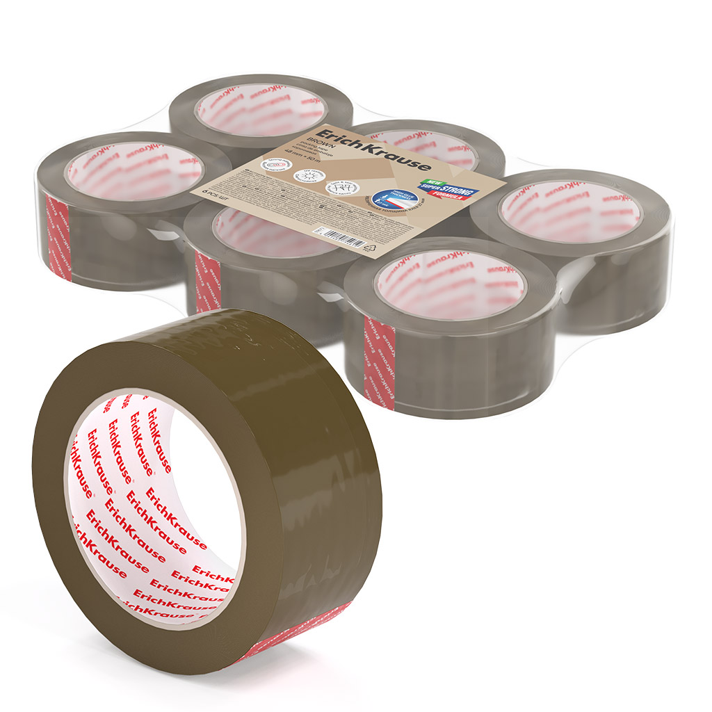 6 rolos de fita adesiva castanha ErichKrause em embalagem