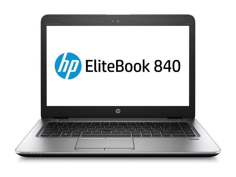 Portátil HP EliteBook 840 aberto com ecrã ligado e teclado preto