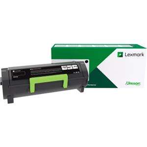 Impressora Lexmark preta com pega verde e caixa branca verde