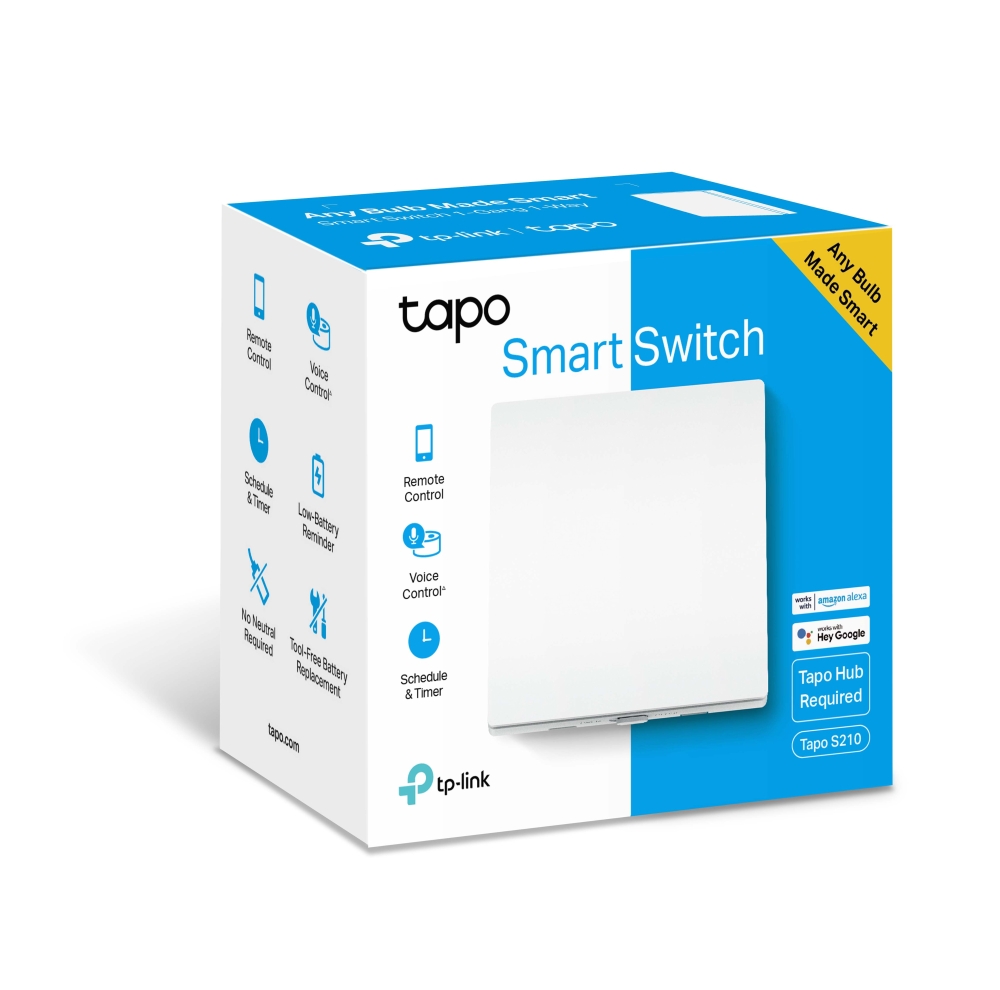 Caixa de interruptor inteligente Tapo Smart Switch branca e azul