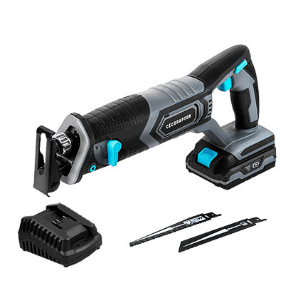 Serra recíproca a bateria preto cinzenta Cecoprator com carregador e duas lâminas