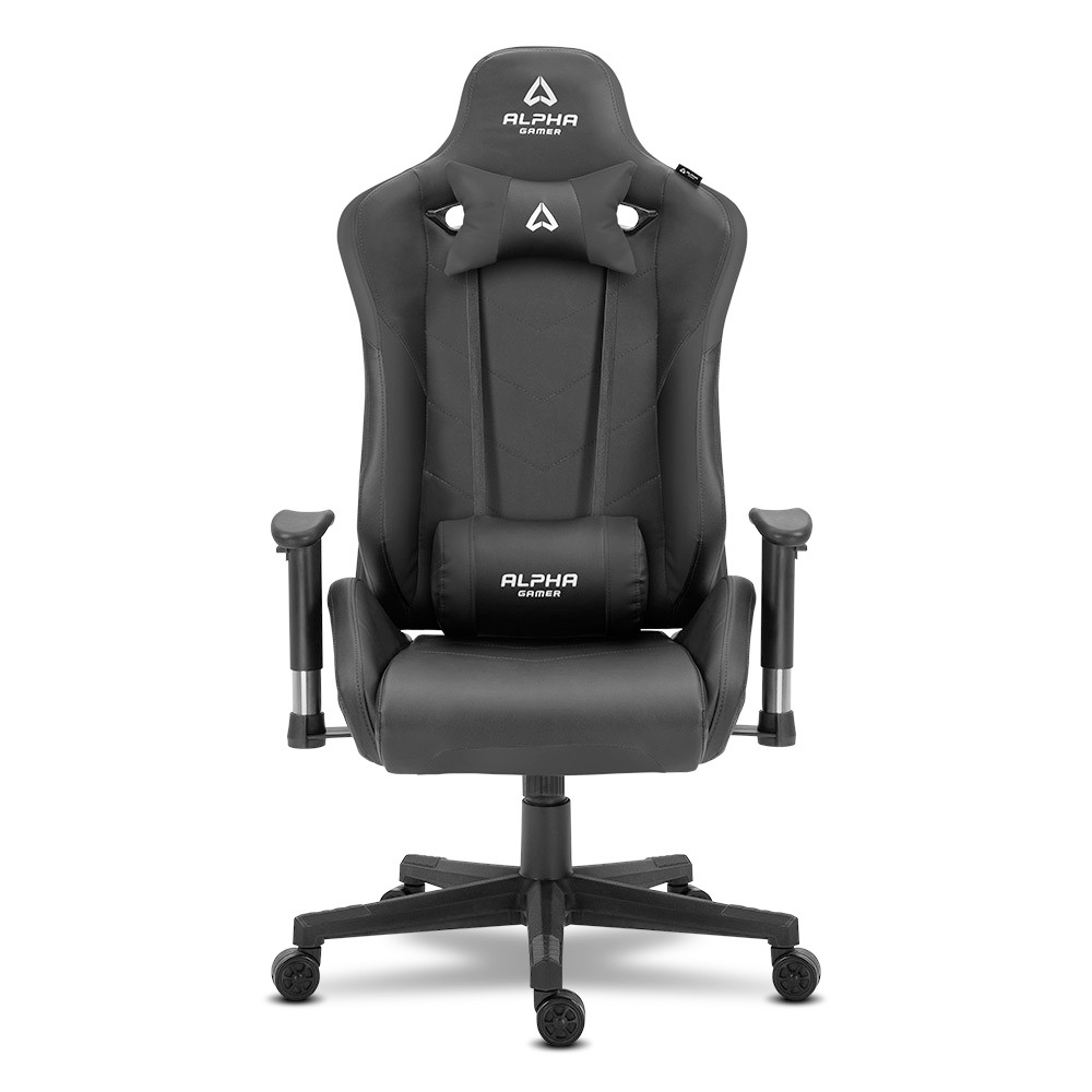 Cadeira de gaming preta ALPHA GAMER com almofadas e rodas