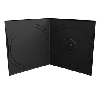 Estojo duplo preto para CD/DVD aberto