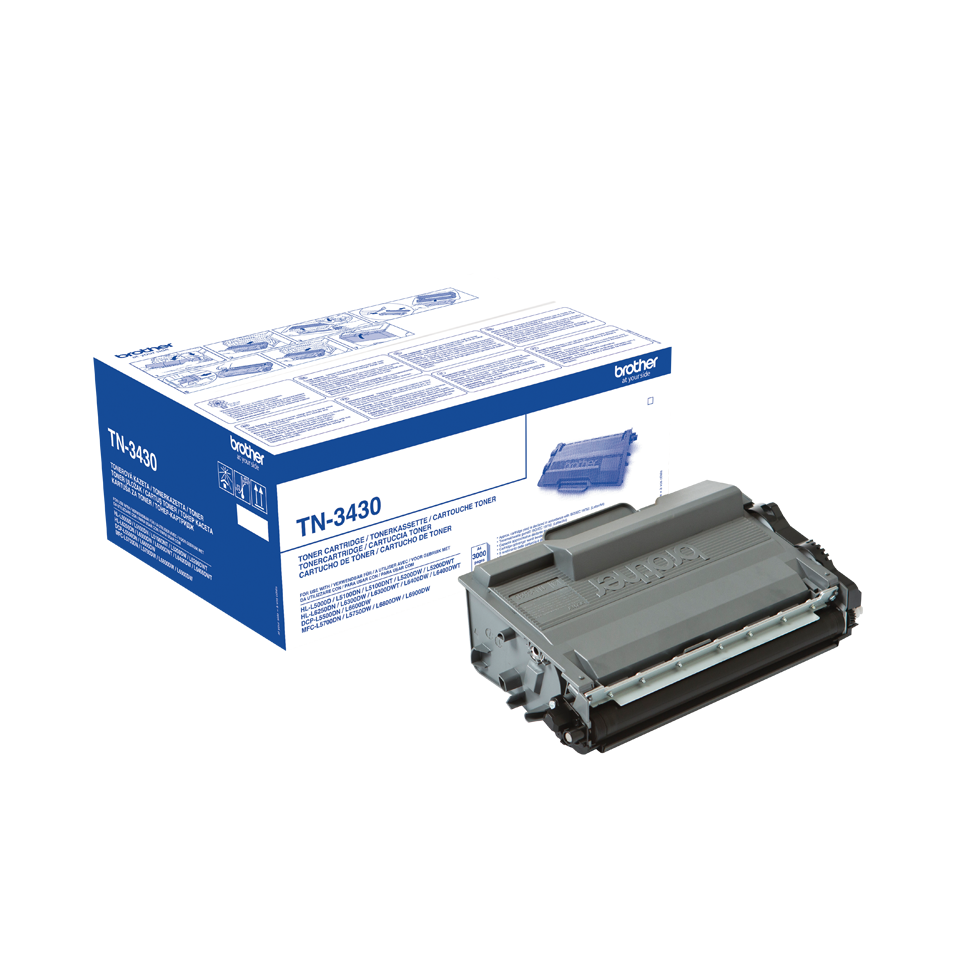 Toner Brother TN-3430 com embalagem azul e branca