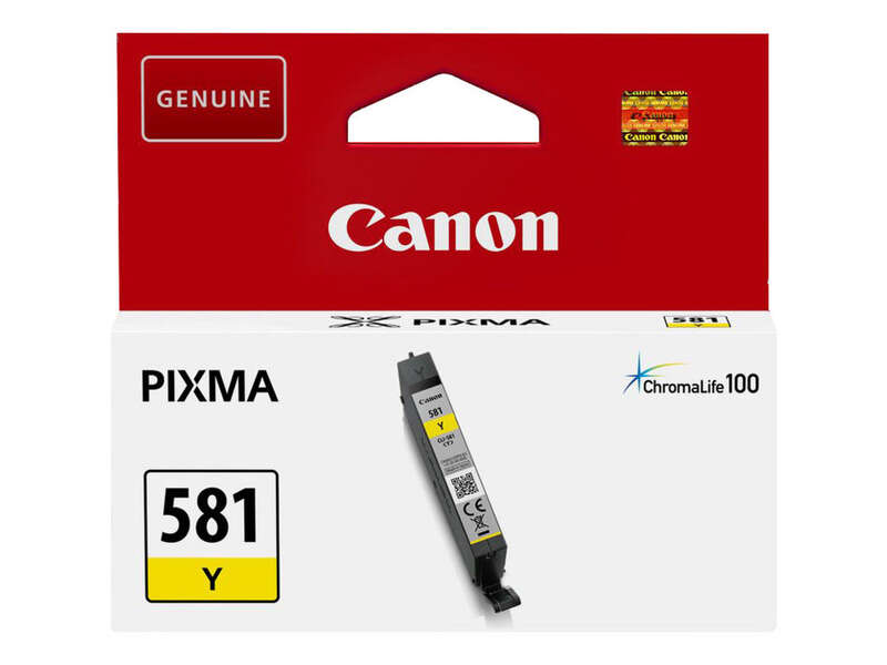 Embalagem da Canon para tinteiro amarelo modelo 581