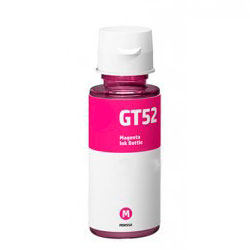 Frasco de tinta GT52 magenta com rótulo rosa e tampa branca