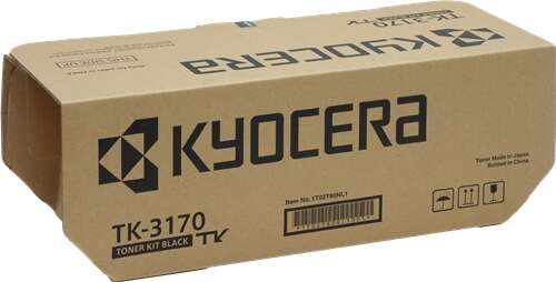 Caixa de papelão castanho com texto preto Kyocera TK-3170 toner kit black