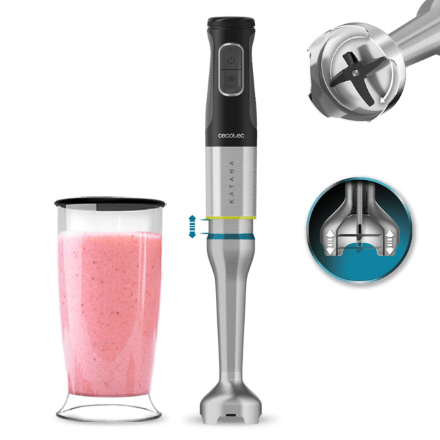 Varinha mágica Cecotec Katana e copo com batido rosa