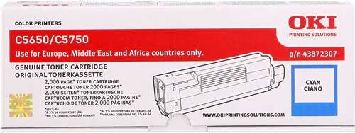 Cartucho de toner OKI ciano para impressoras C5650/C5750