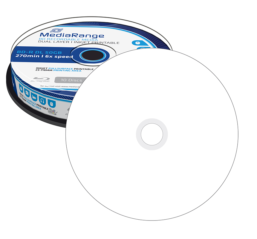 Pack de 10 discos BD-R DUAL LAYER 50GB MediaRange