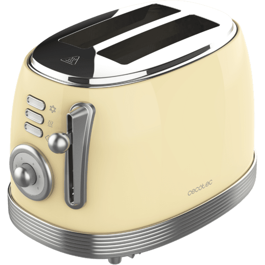 Torradeira creme com detalhes cinza e dois espaços para fatias