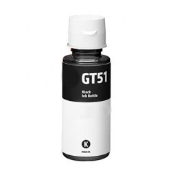 Frasco de tinta preta GT51 para impressora, com rótulo preto e branco