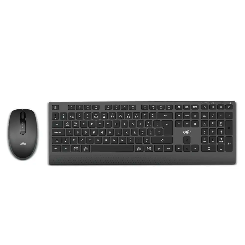 Teclado e rato sem fios preto da marca Offy