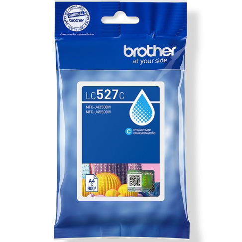 Embalagem azul de tinta original Brother LC527C para impressoras