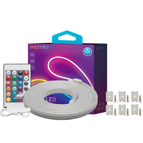Fita LED flexível branca Vention com controlo remoto colorido e acessórios