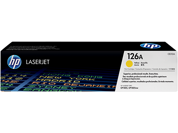 Embalagem de cartucho de toner HP LaserJet 126A amarela