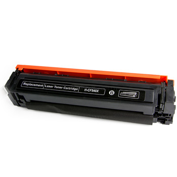 Cartucho de toner preto para impressora laser com tampa laranja e etiqueta de identificação.