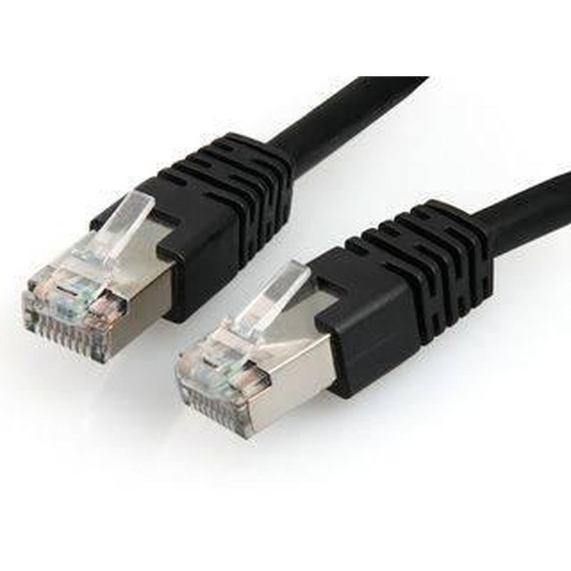 Cabo de rede Ethernet preto com conectores RJ45