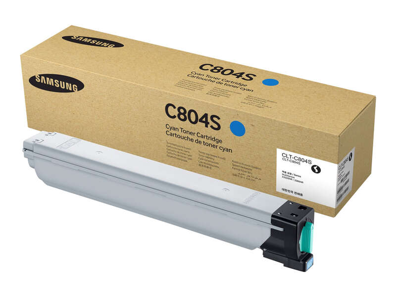 Cartucho toner Samsung C804S cyan com caixa castanha e texto preto
