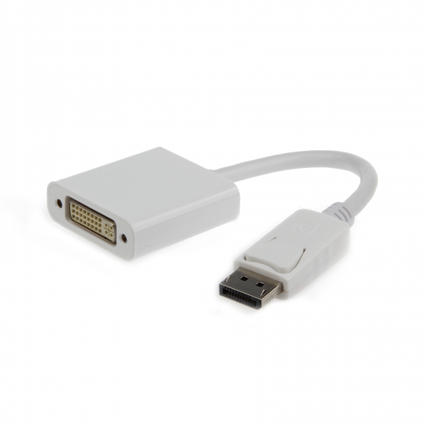 Cabo adaptador DisplayPort para DVI branco com cabo flexível