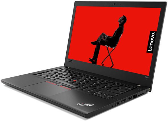 Computador portátil Lenovo ThinkPad T480 preto aberto