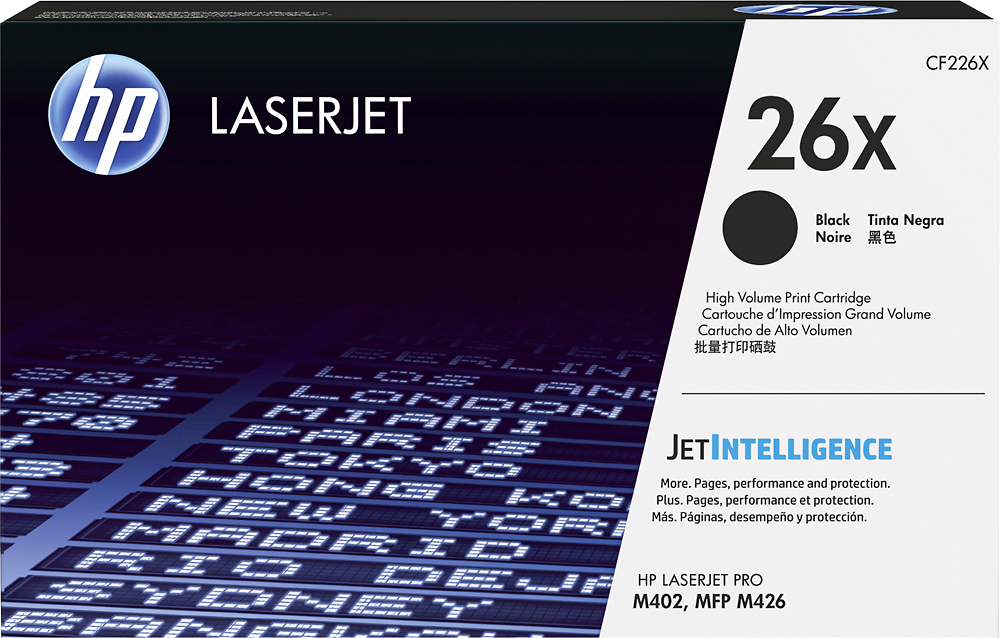 Embalagem de toner HP LaserJet CF226X 26X preta para impressora